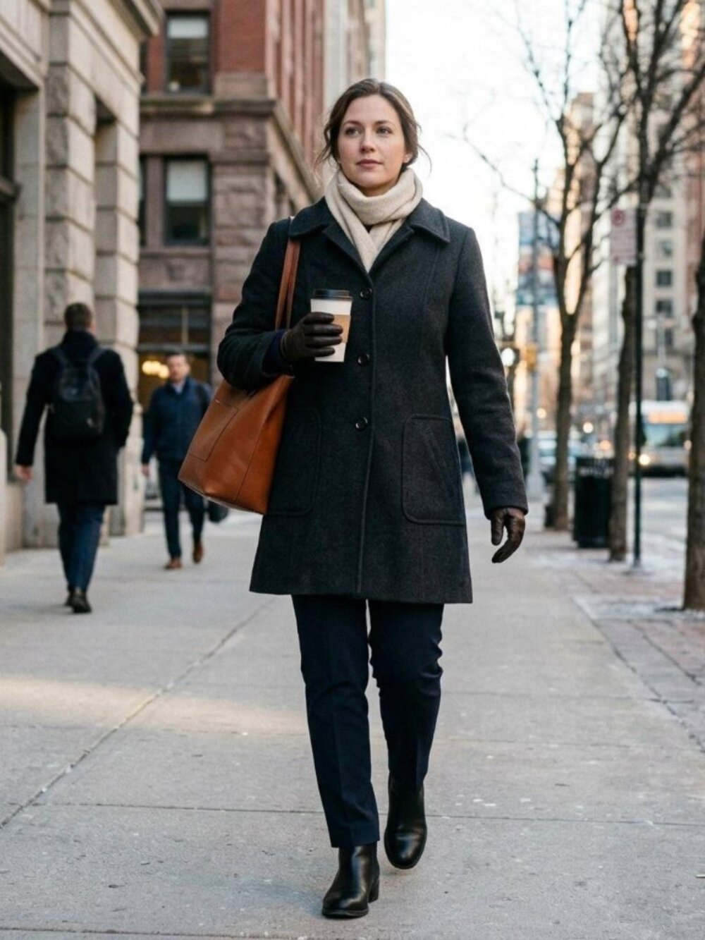 Forecasters Boston Black Wool Blend Button Front Pea Coat Jacket size 10